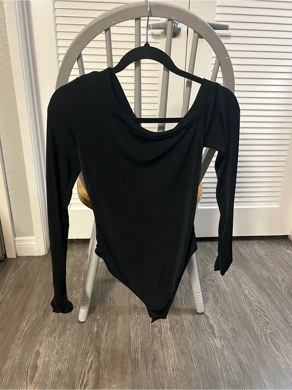 Black Long-Sleeve Bodysuit Off-the-shoulder Top - Women's